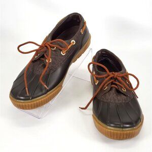 Michael Kors Women's Hyde Brown Leather/Rubber Logo Duck Boots Size 6 1278